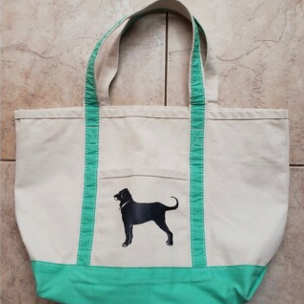 The Black Dog Canvas Tote with Green Trim